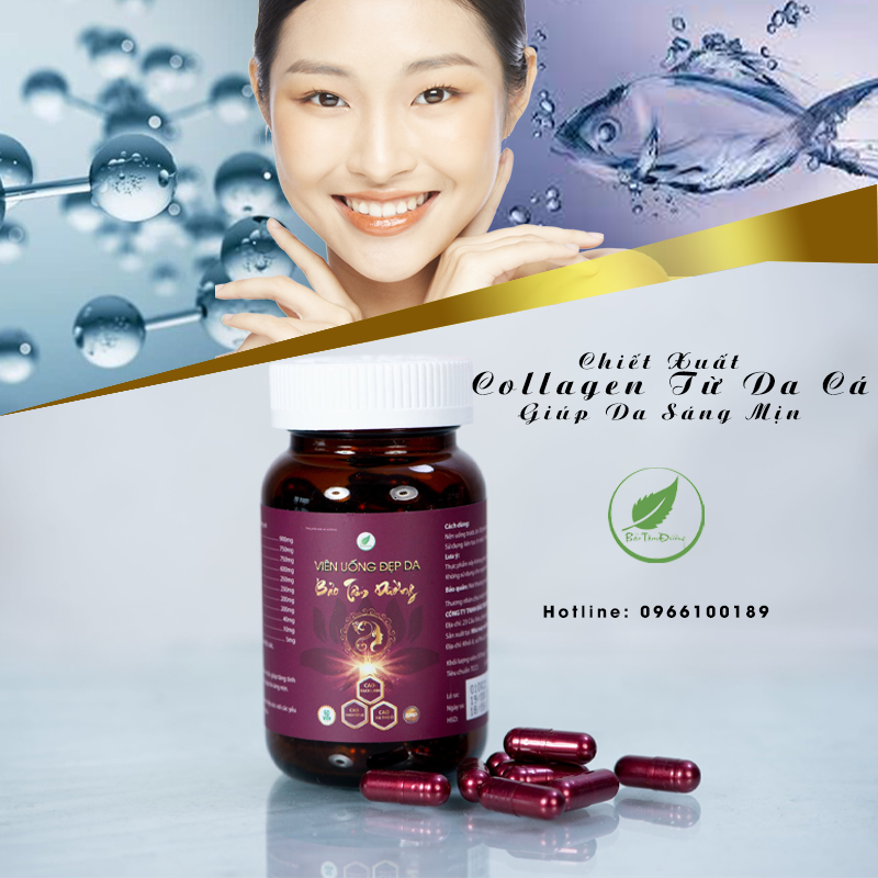 Viên uống đẹp da chống lão hóa Đông y Bảo Tâm Đường lọ 60 viên , Viên uống điều trị nám , tàn nhang từ Collagen và thảo mộc