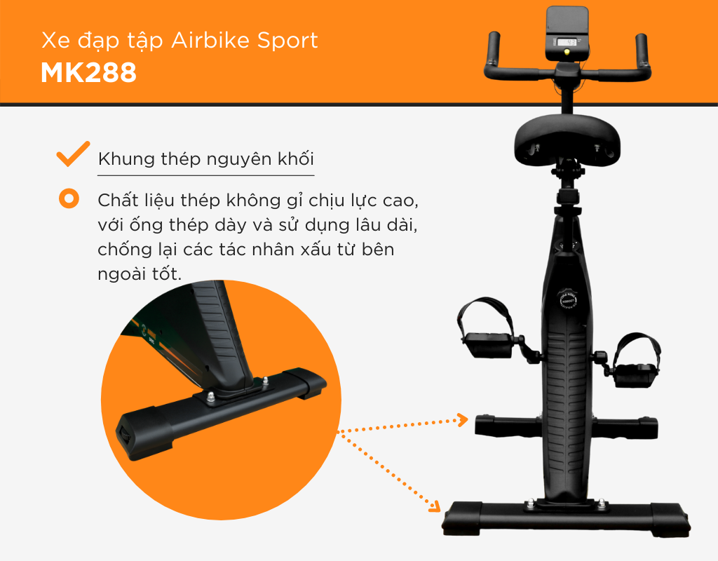 Xe đạp thể dục cao cấp Airbike Sport MK288 - Hàng chính hãng