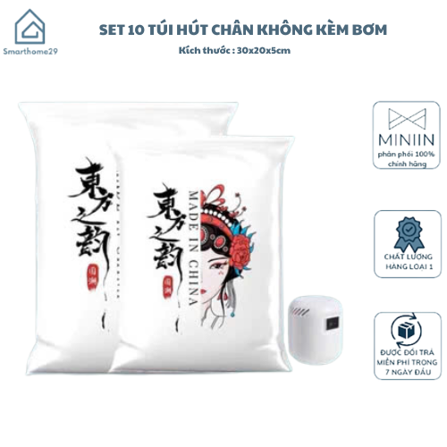 Túi Hút Chân Không và Máy Bơm Nén Khí FL84 - Giải Pháp Bảo Quản Đồ Đạc, Quần Áo Gọn Gàng, Tiện Lợi Cho Mọi Gia Đình - HÀNG CHÍNH HÃNG MINIIN