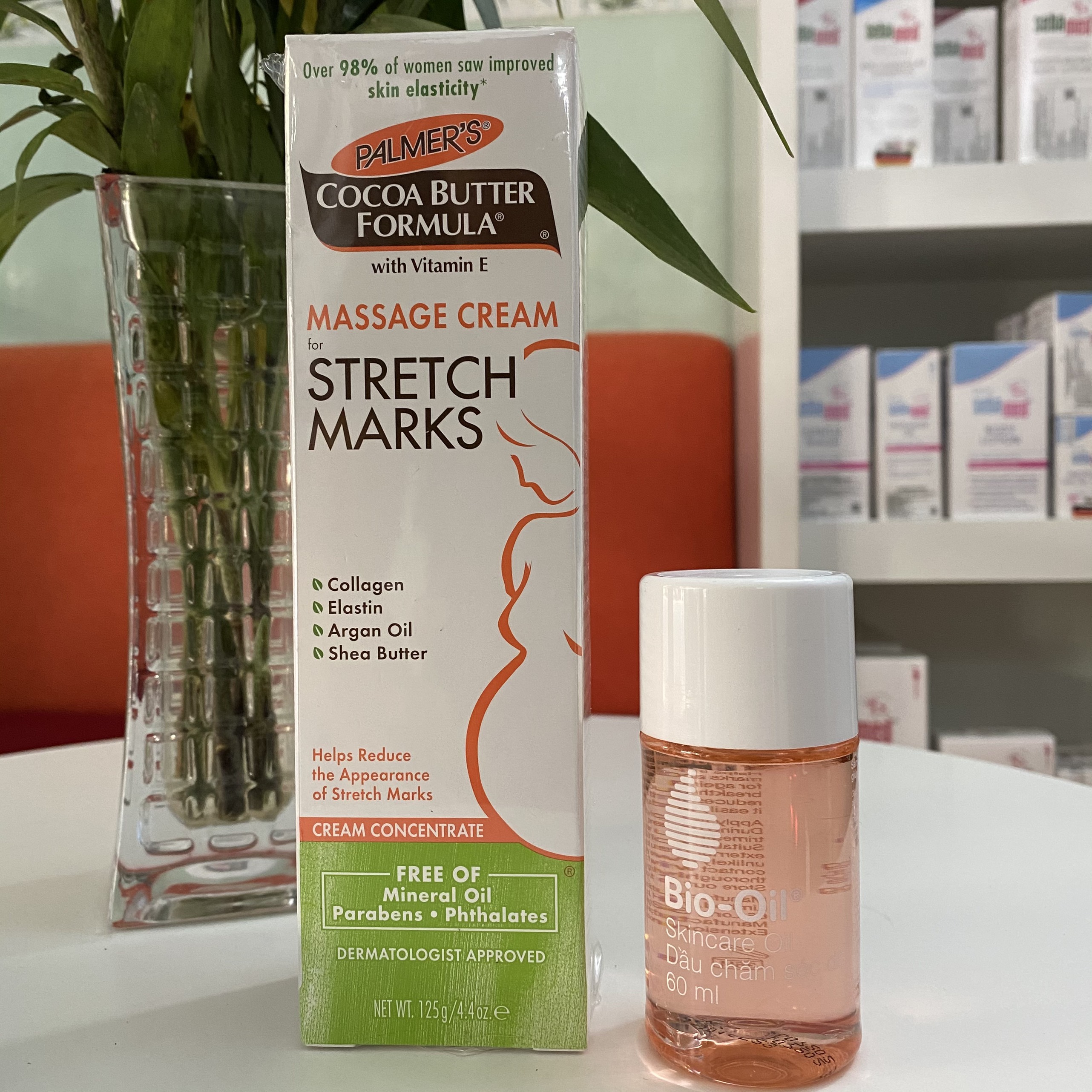 Combo hỗ trợ và ngăn ngừa rạn da Kem Palmer's Massage Cream 125g + Dầu Bio Oil 60ml