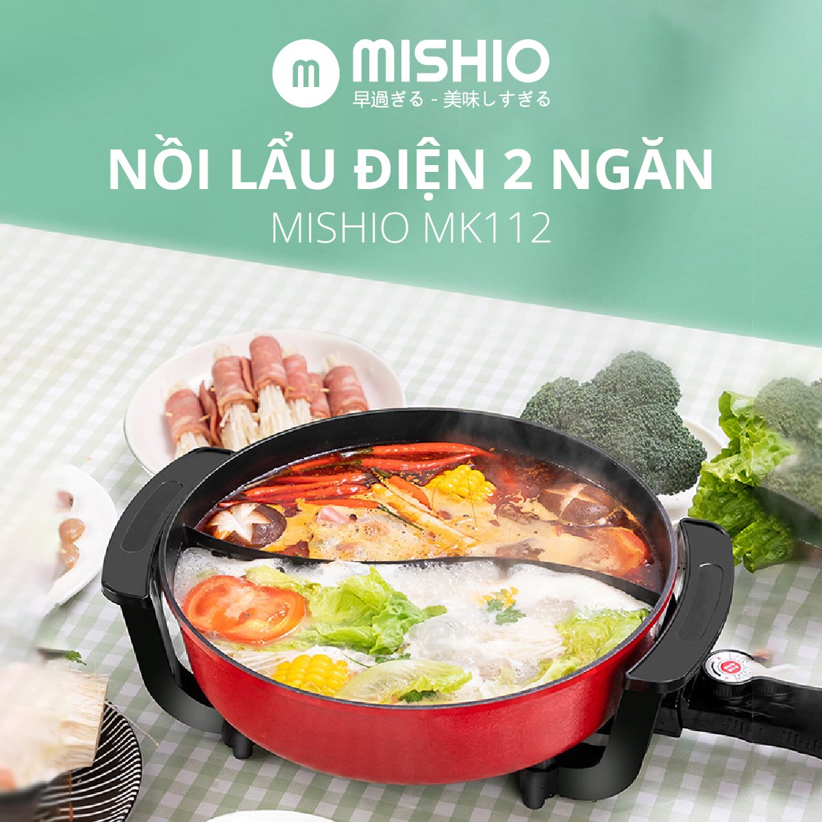 Nồi Lẩu Điện 2 Ngăn 5L Mishio Mk112 - Bảo hành 18 tháng