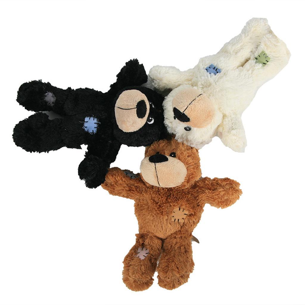 Cute Bear Design Dog Chew Squeaky Plush Toy Pet Bite Resistance Toy Black