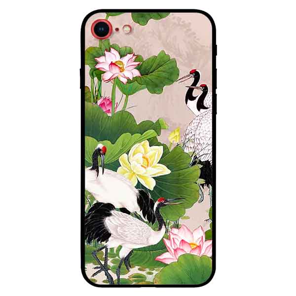 Ốp lưng in cho Iphone 7/ 8 Mẫu Sen Và Hạc