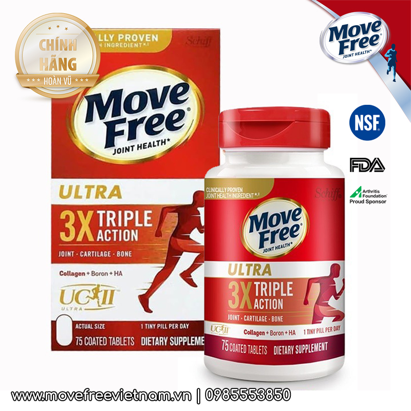 COMBO ƯU ĐÃI KẾT HỢP MOVE FREE ADVANCED GLUCOSAMINE + JOINT HEALTH ULTRA TUPE II