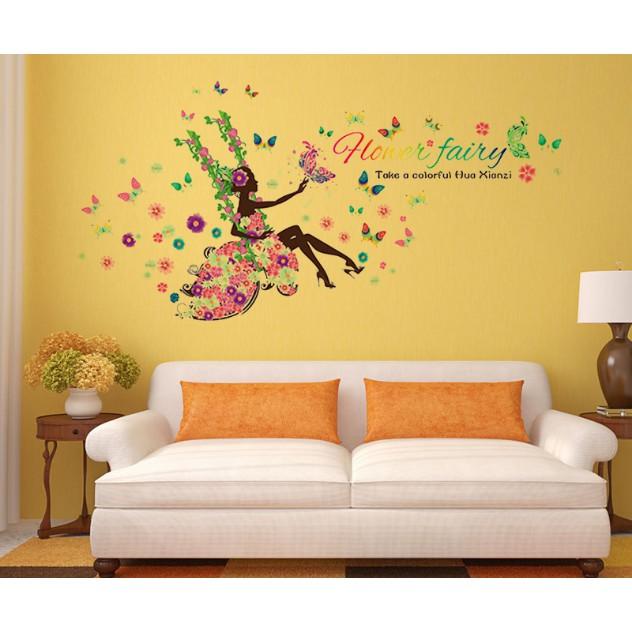 Decal trang trí tường - Xích Đu Cô Gái Hoa Hower