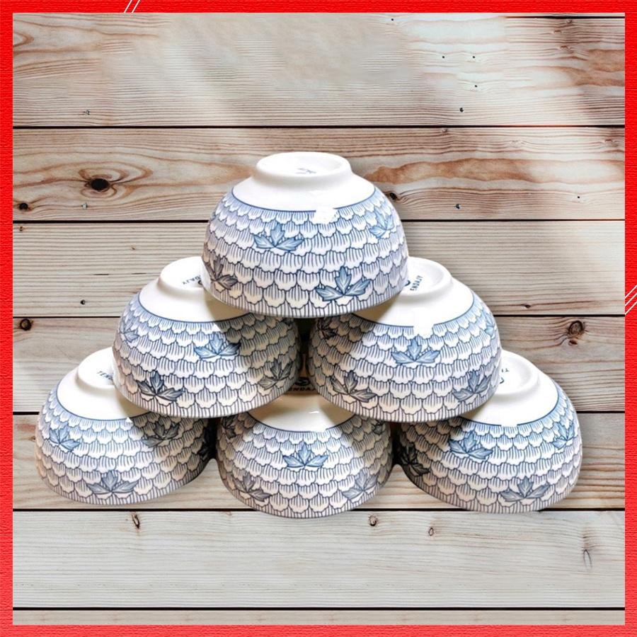 Combo 10 Bộ Chén Bát Ăn Cơm Cao Cấp In Hoạ Tiết 4D Sang Trọng Chất Liệu Gốm Sứ Phong Cách Nhật Bản Dày 11,5 MM