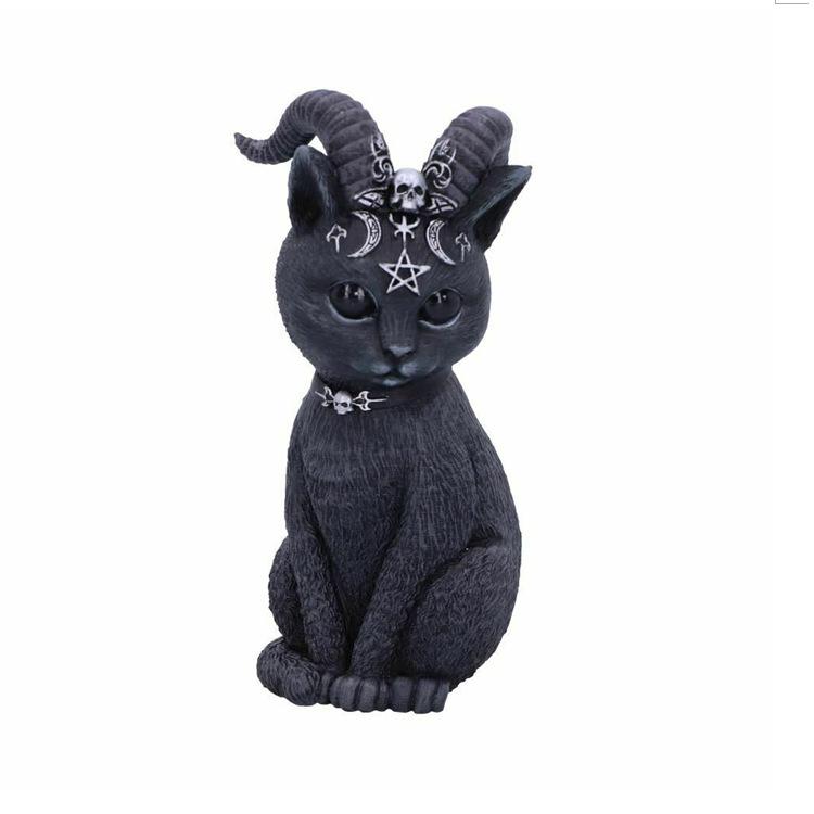 Màn hình trang trí ngày lễ có giá đỡ Horned Cat Figurine Black , 1PCS