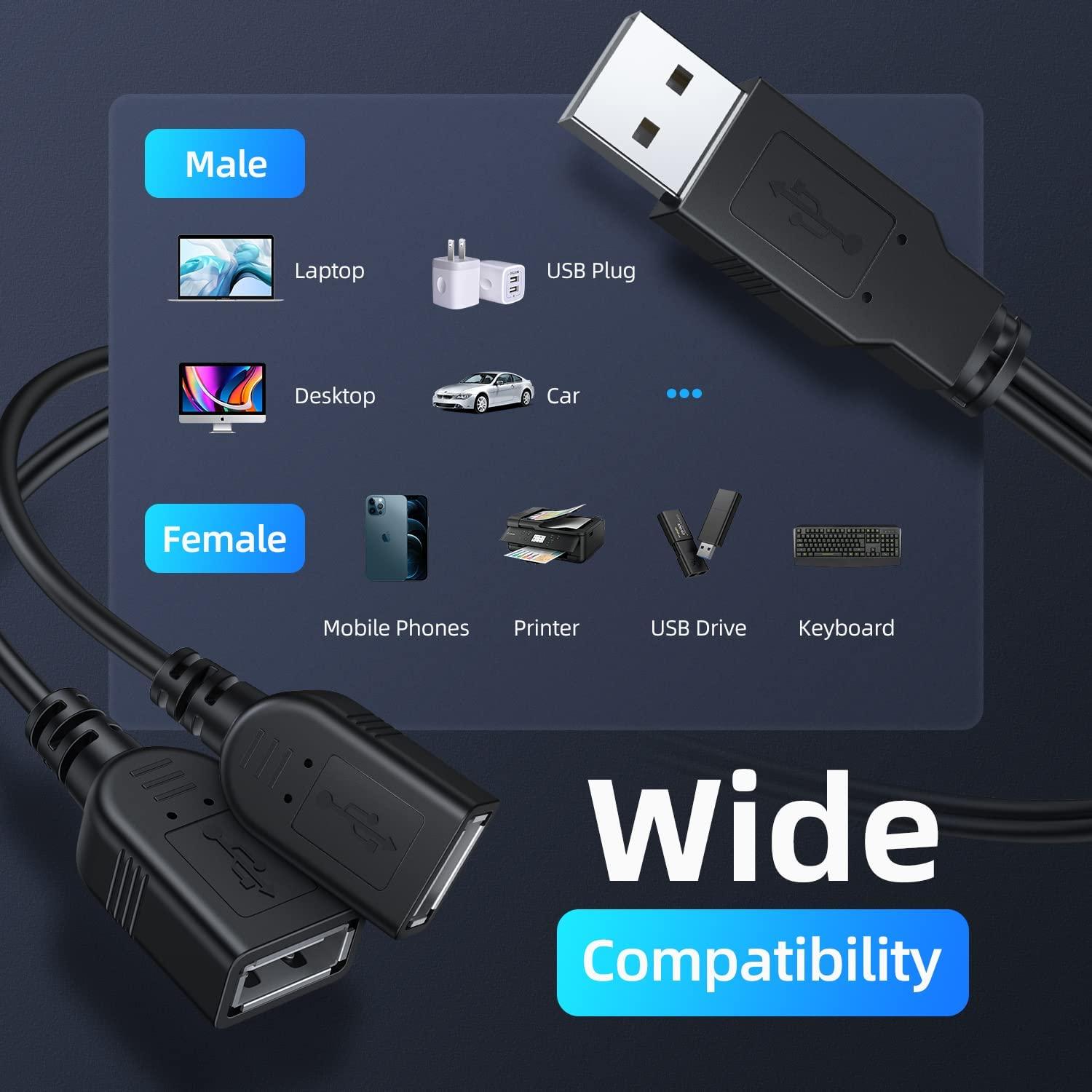 USB 2.0 Splitter Y Cáp 1 nam đến 2 Nữ bộ chuyển đổi bộ chuyển đổi dây phụ nữ