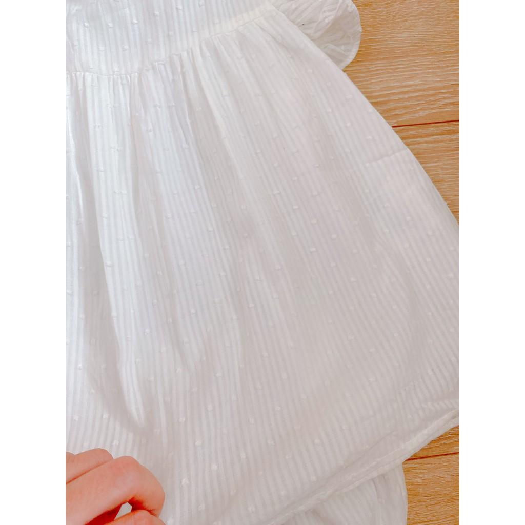 Set áo váy kèm quần đùi chip trắng chấm bi cực xinh cho bé gái