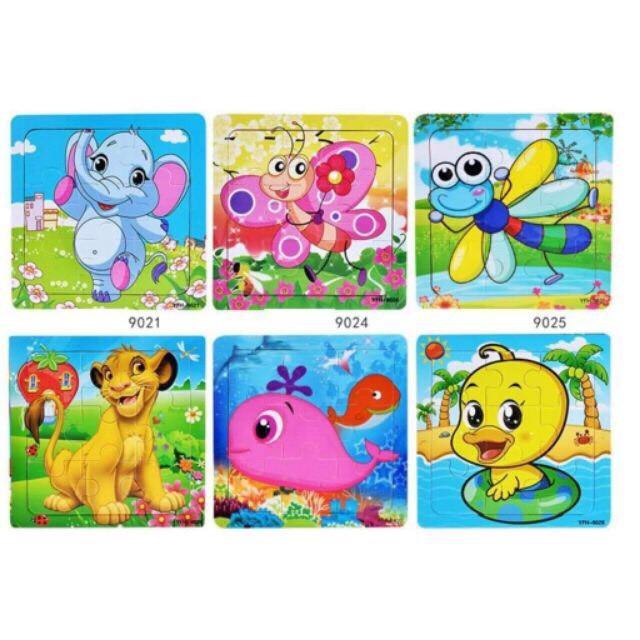 Bộ 3 Tranh Ghép Gỗ Thông Minh 9 Mảnh Puzzle - Ghép 9 Mảnh Bằng Gỗ