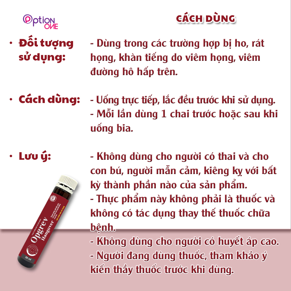 Nước uống giải rượu, thanh nhiệt - giải độc gan Oprev Hangover, 30ml