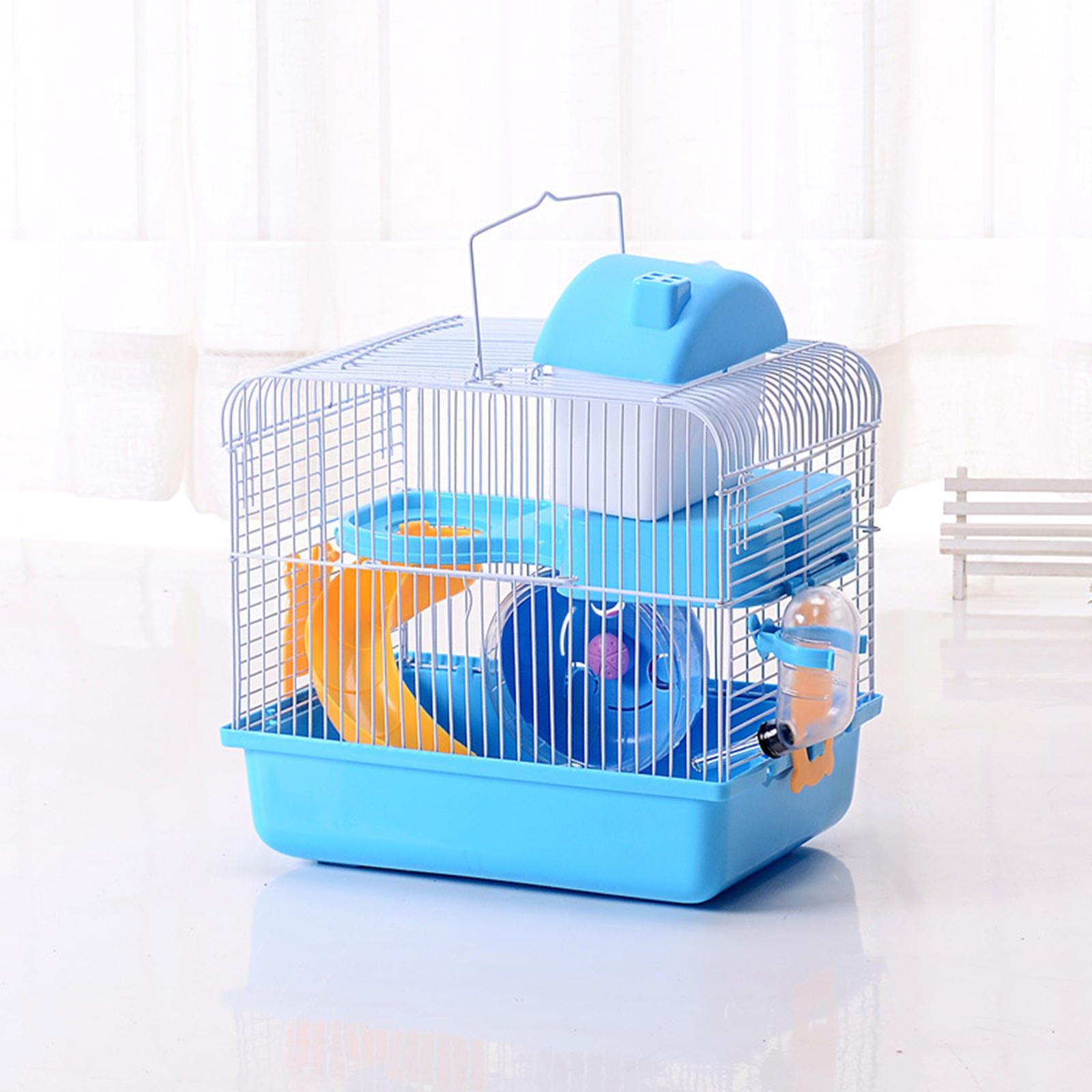 2 Tiers Hamster Cage Habitat Large House Mice Rats Small Animals Light Blue