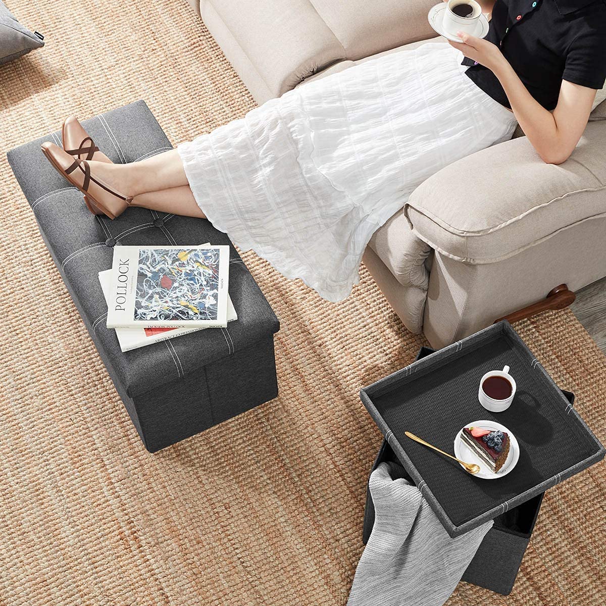 Ghế Đôn Dài Sofa kiêm hộp đựng đồ [2 in 1] Foronda Storage Ottoman