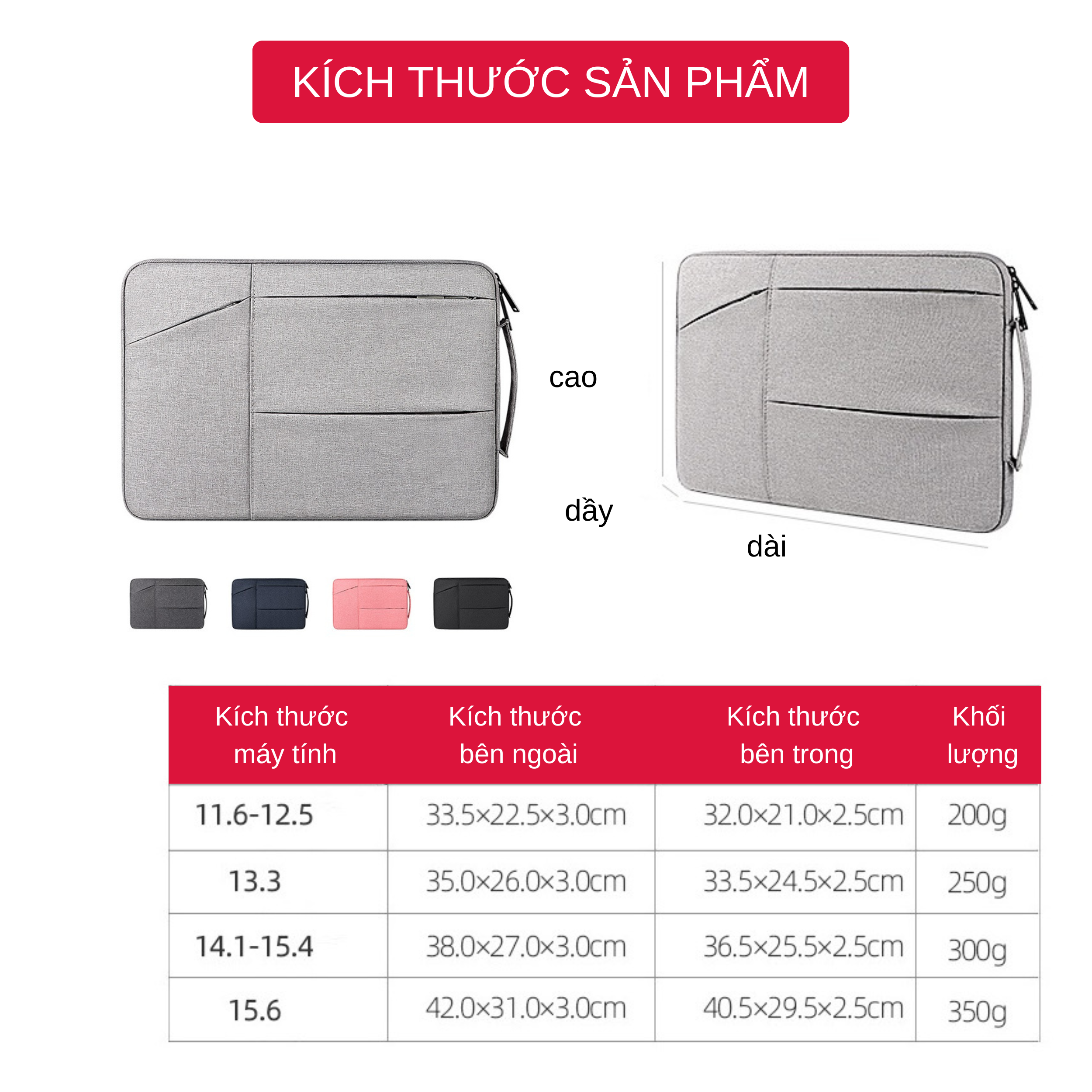 Túi Chống Sốc Laptop Máy Tính Xách Tay 3 Ngăn - Hàng Chính Hãng Tamayoko