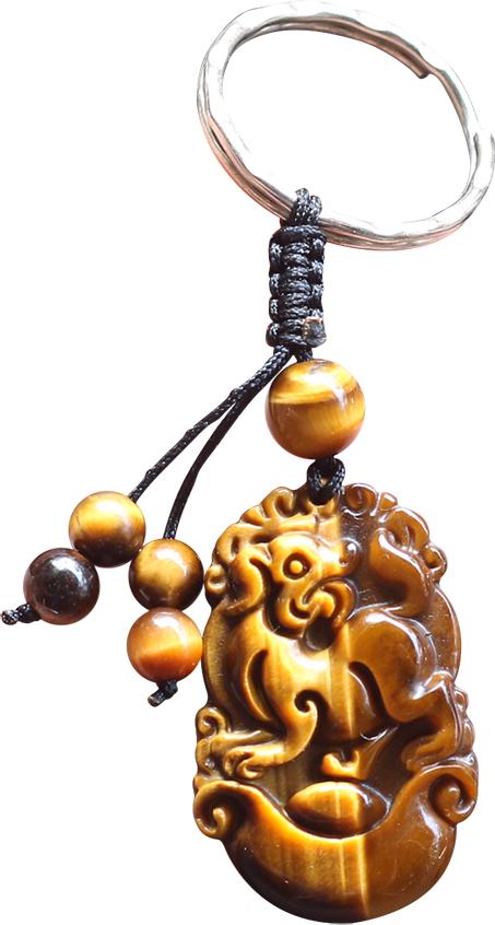 Móc Khóa 12 Con Giáp Đá Mắt Hổ Tuổi Tuất Ngọc Quý Gemstones MK8