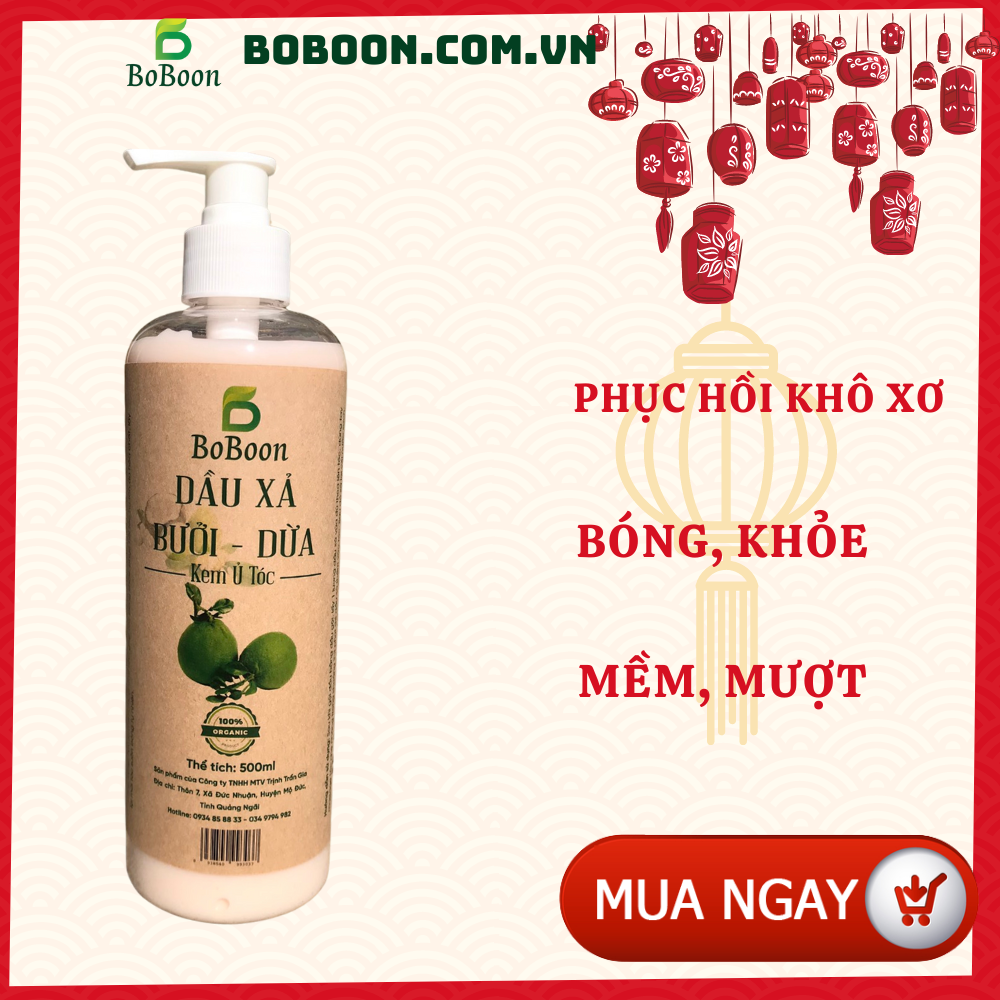 Dầu xả  bưởi dừa Boboon phục hồi tóc hư tổn, mềm mượt, chống chẻ ngọn