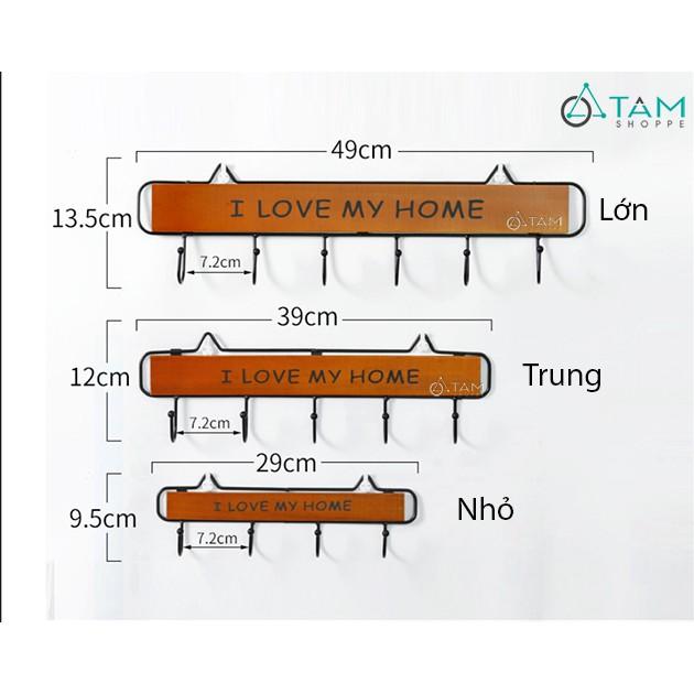 Móc treo đồ gắn tường sắt mỹ thuật I LOVE MY HOME số 06