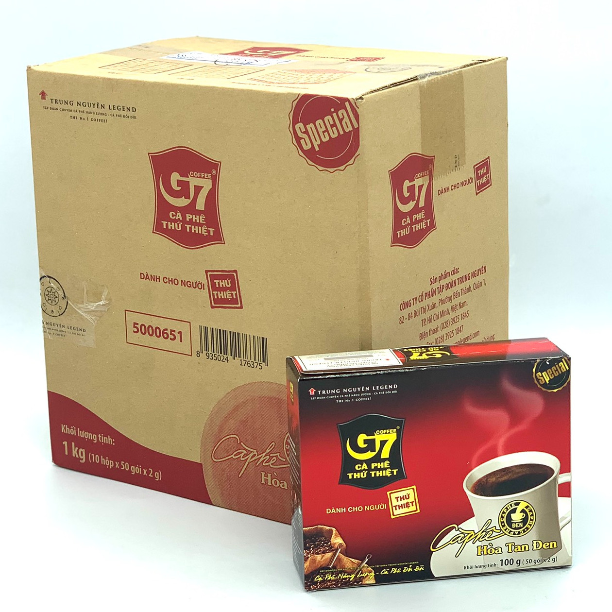 Cà phê G7 hòa tan Đen Hộp 50 gói Trung Nguyên - Thùng 10 Hộp
