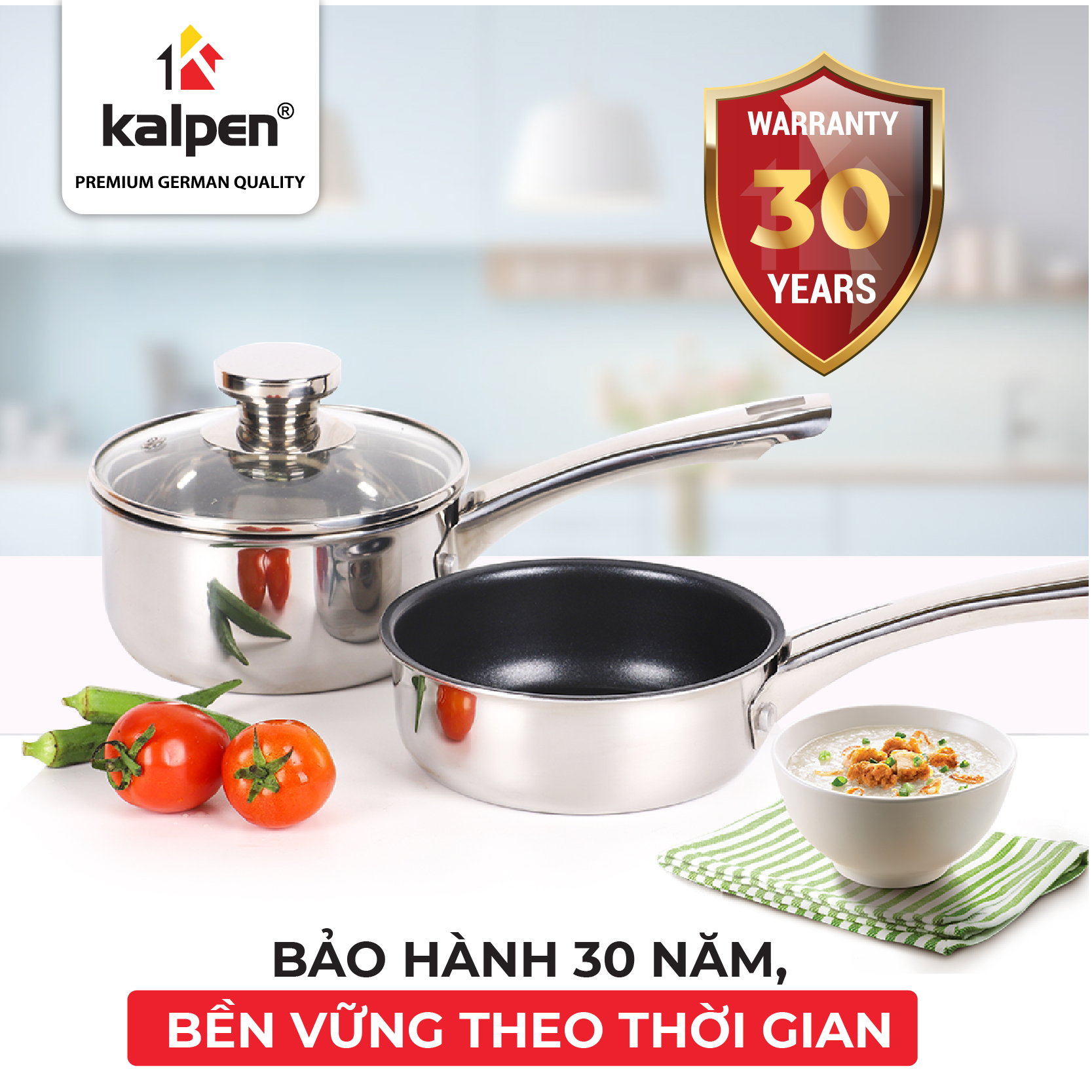 Bộ Nồi Chảo INOX 304 Cao Cấp 3 Đáy Liền Khối Baby BB14 Chính Hãng KALPEN-GIA DỤNG ĐỨC