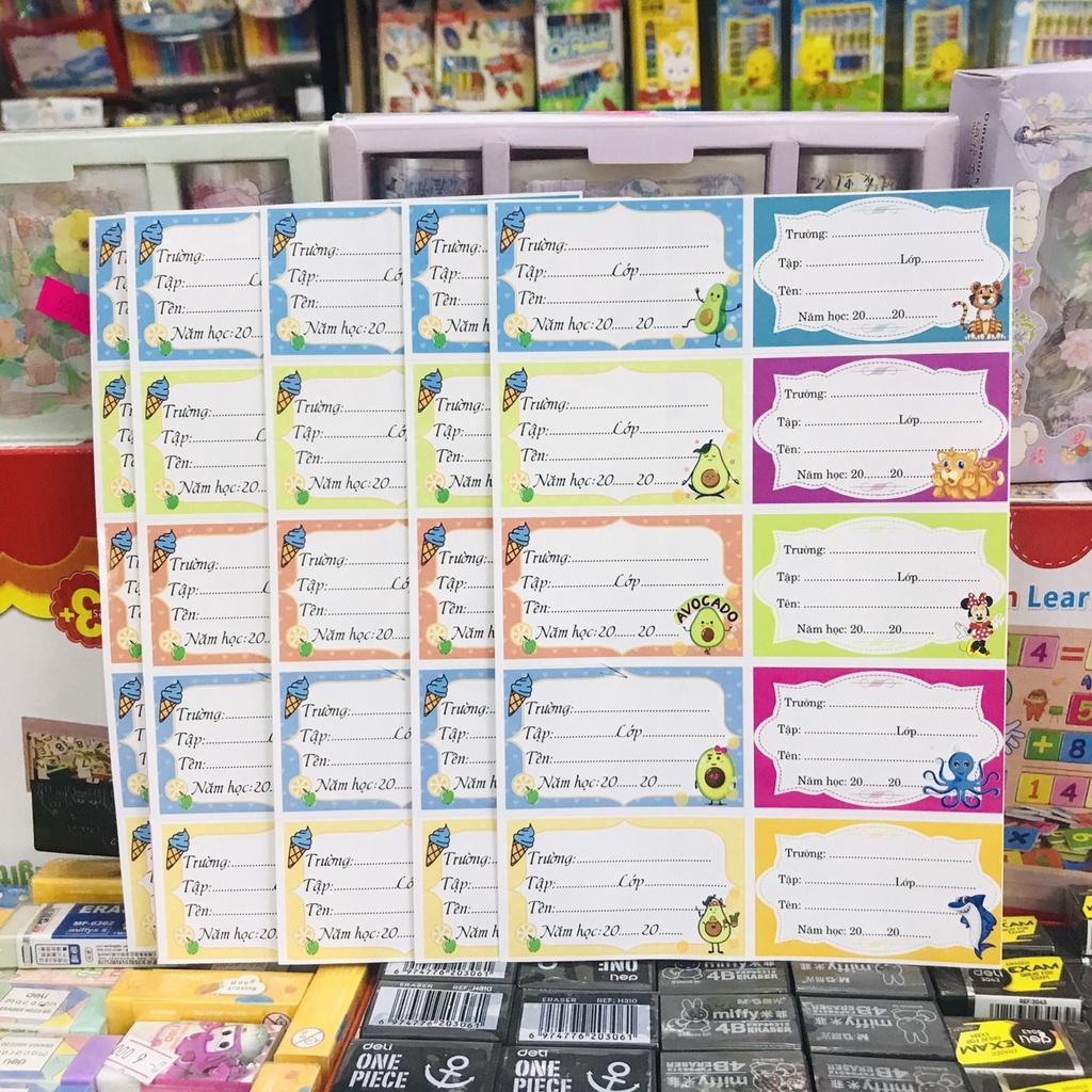 SET 50 nhãn vở cho bé trai/bé gái họa tiết hoạt hình