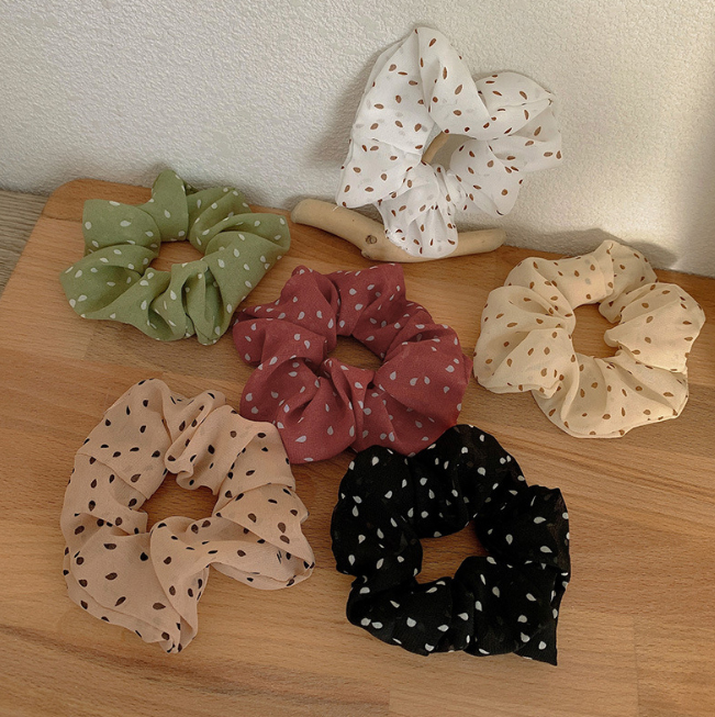 Dây buộc tóc Scrunchies Chiffon chấm bi HD47