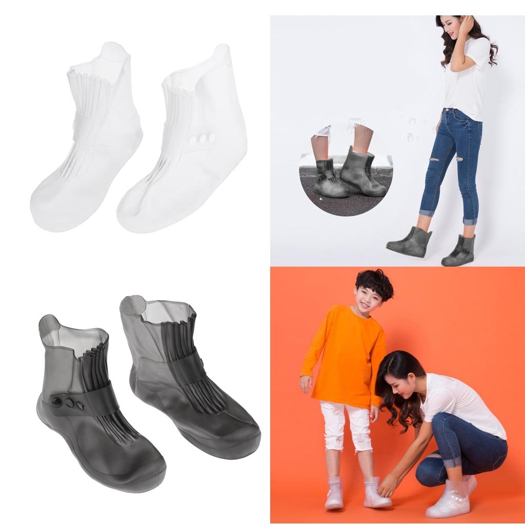 Kids Men Women Reusable Waterproof Rain Shoe Cover Overshoes Clear Size 1