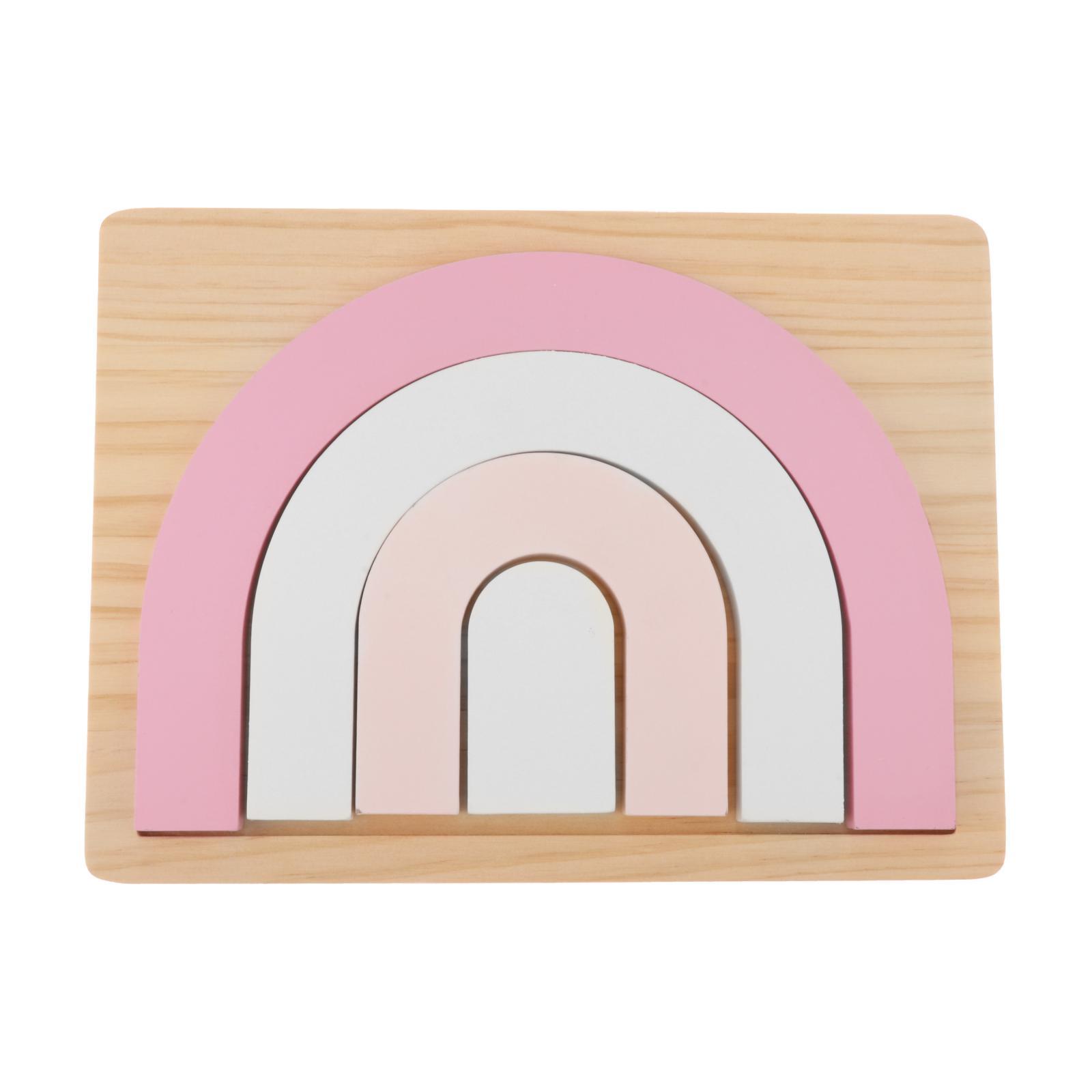 Wooden Rainbow Stacker Nesting Puzzle Blocks Stacking Game Building Creative Color Shape Matching Jigsaw Learning Toy Early Development Gift for Kids