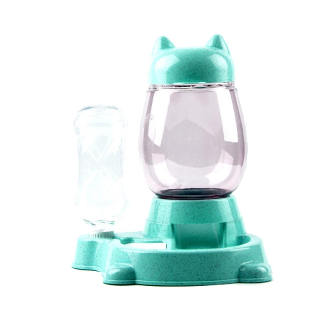 Cat Self Feeder and Waterer Drinking Water/Automatic Feeding Bowls Green