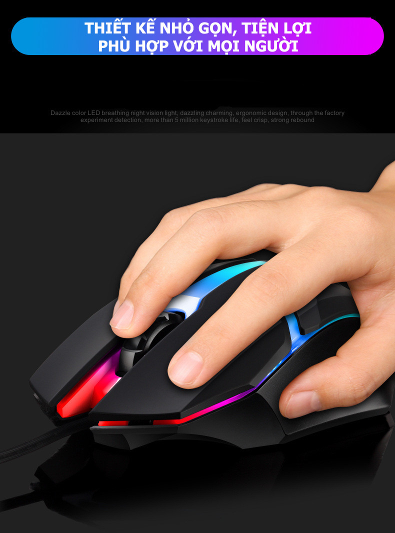 Bộ bàn phím &amp; chuột có dây KT600 104 phím Bảng điều khiển kim loại Đèn nền RGB Cảm giác cơ học Bàn phím chơi game 1000DPI Ergonomic Home Office Mouse - Hàng Chính Hãng
