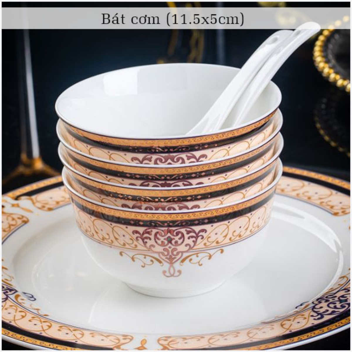Bộ bát ăn cơm SỨ XƯƠNG Giang Tây cao cấp 28 chi tiết - Bộ chén ăn cơm sang trọng, tinh tế - Bát đĩa mỏng nhẹ nhưng cứng trong và cách nhiệt tốt. Mã GS26