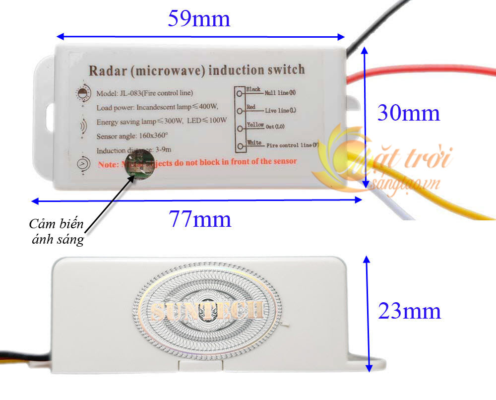 Công tắc cảm biến vi sóng radar Suntech - Loại 12V
