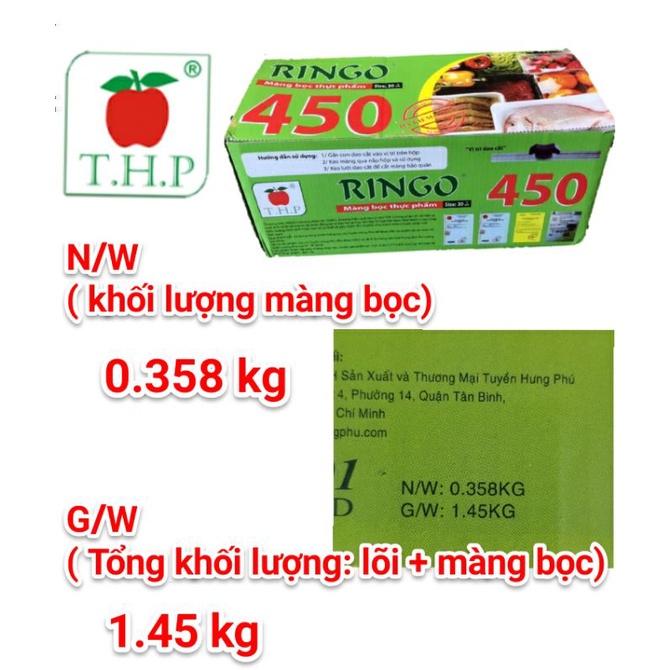 ( HÓC MÔN) Màng bọc thực phẩm RINGO 450 nguyên siu tổng khối lượng luôn lõi 1,45kg an tòan thức ăn