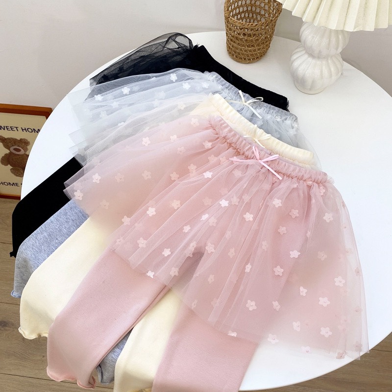 (Hàng đẹp hè 2022) Quần legging phối chân váy 2-8 tuổi xuất Hàn quần váy bé gái công chúa xuân hè
