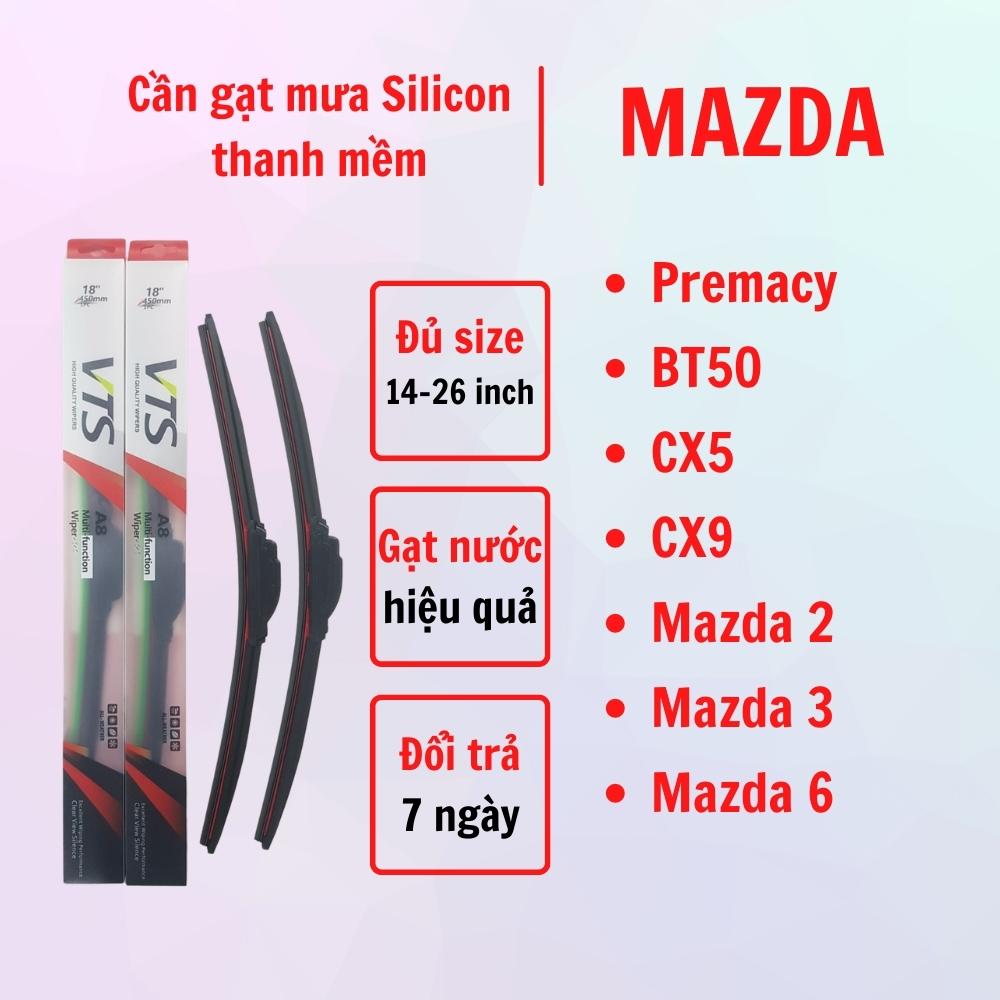 Bộ cần gạt mưa Silicon thanh mềm dành cho xa Mazda Premacy, BT50, CX5,9; Mazda 2,3,6 và các dòng xe Mazda