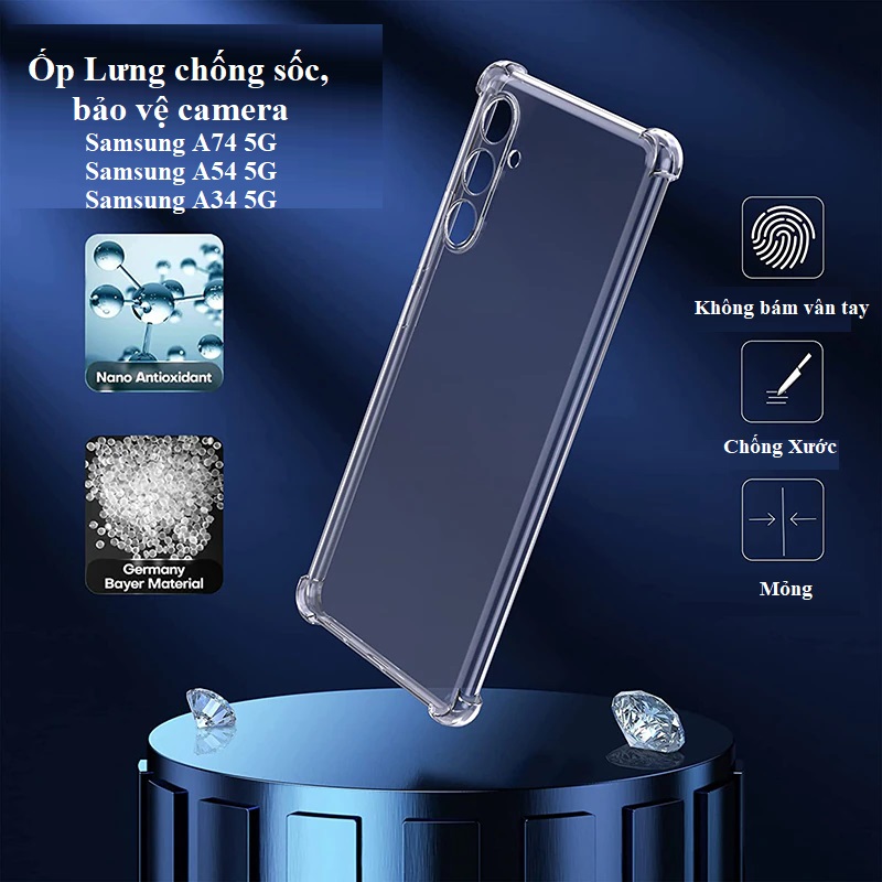 Ốp Dẻo Silicon trong suốt Chống Sốc Cho SamSung Galaxy A74 5G, A54 5G, A34 5G Cao Cấp Bảo Vệ camera , chống va đập