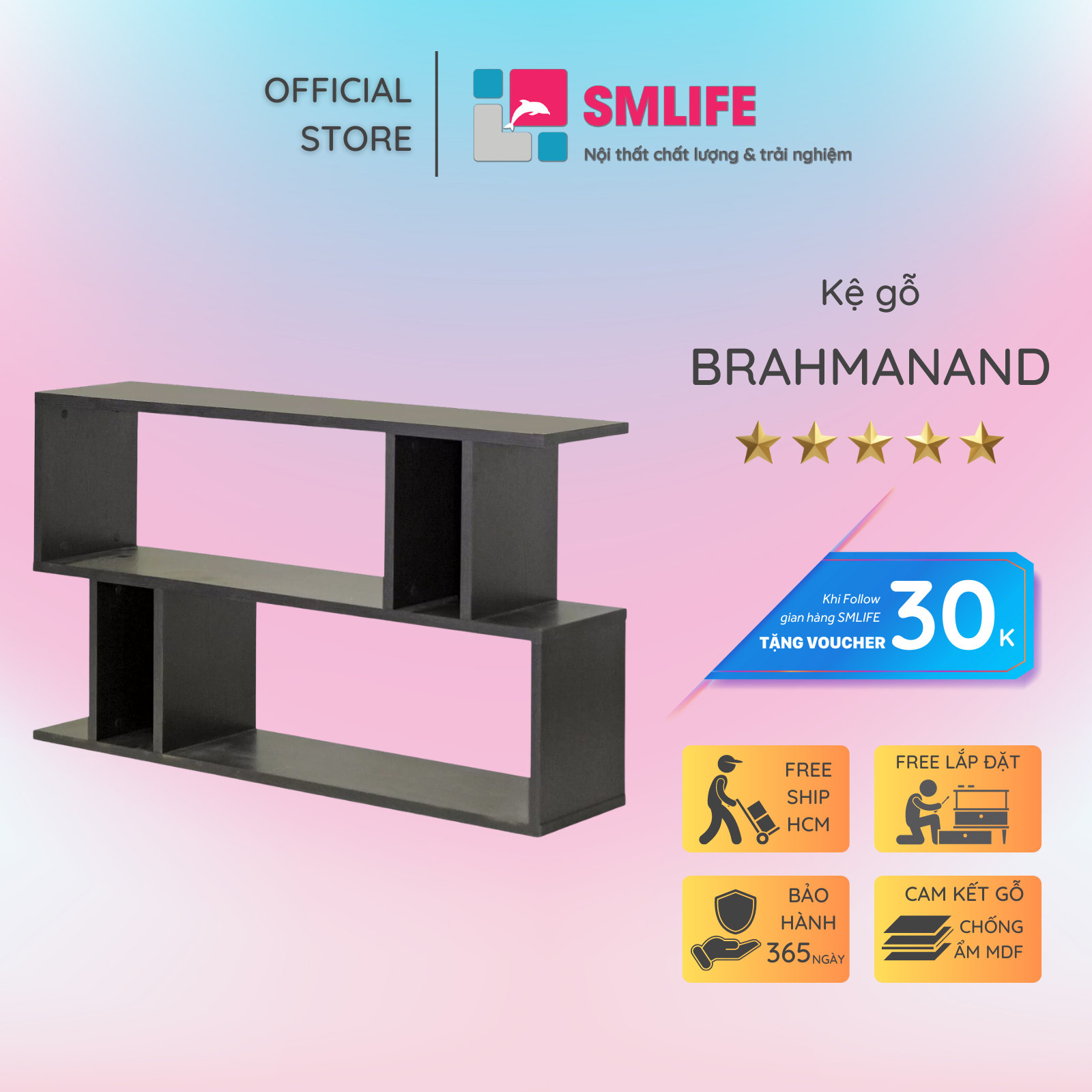 Kệ đẹp thiết kế mới lạ từ gỗ MDF SMLIFE Brahmanand