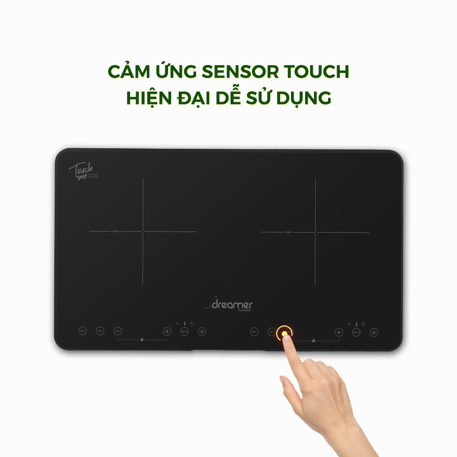 [Hàng Chính Hãng] Bếp Từ Dương Đôi DKA-DIC135G (Xám) Công Suất 3500W, Chống Tràn, Cảnh Báo Nhiệt Dư, Khóa Trẻ Em, Cảm Ứng Sensor Touch