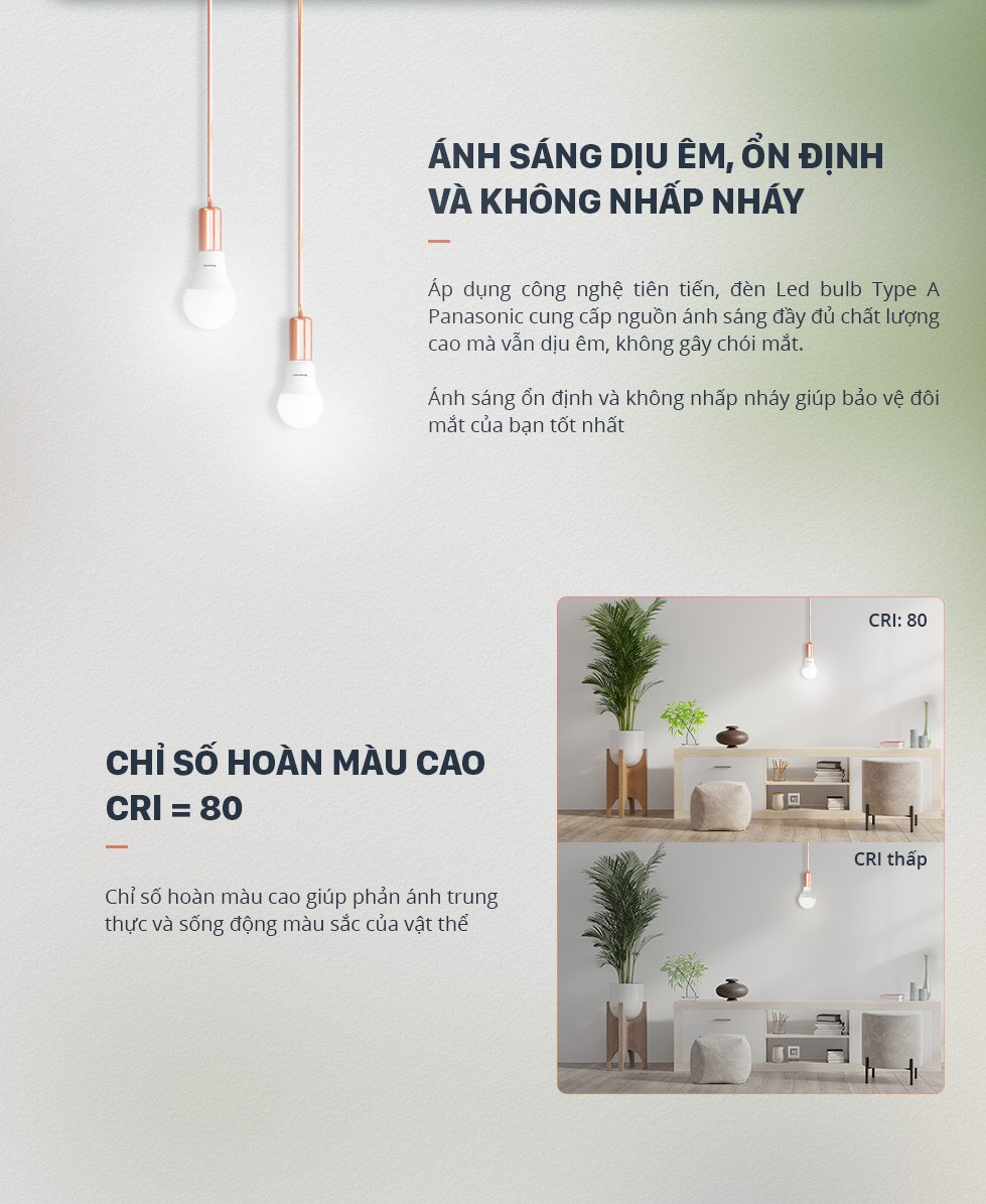 Đèn LED Bulb Panasonic A Type Công suất 6W/9W/11W/15W ánh sáng Trắng, ánh sáng Vàng