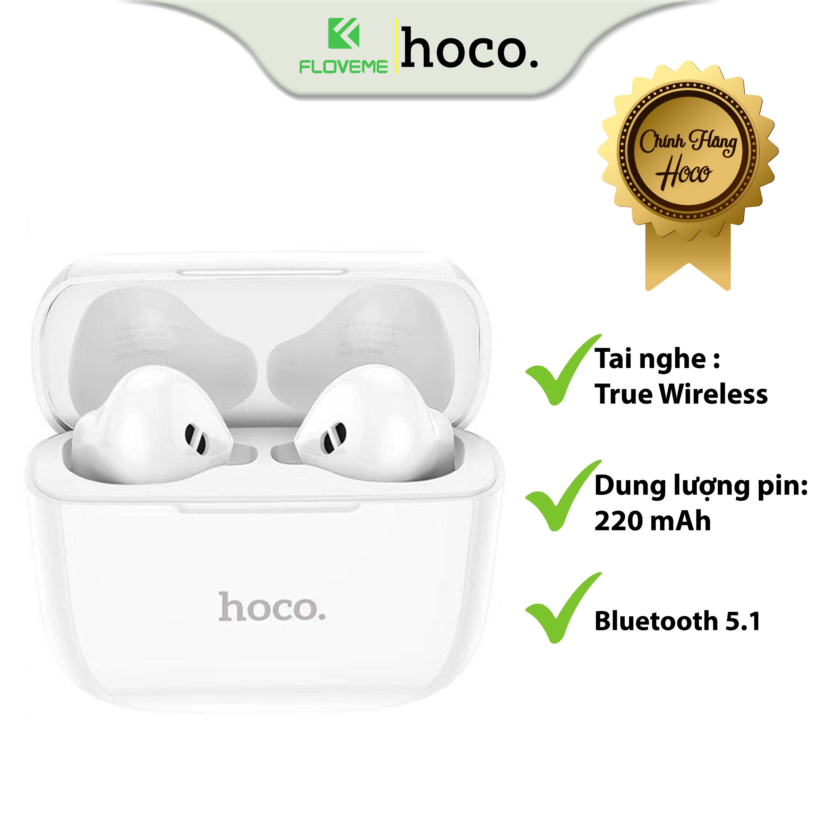 Tai Nghe Bluetooth True Wireless dành cho Hoco EW12, Thiết Kế Cao Cấp, Tinh Tế, Ấm Thanh Ấn Tượng, Khử Tiếng Ồn, Kết Nối Ổn Định - Hàng Chính Hãng.