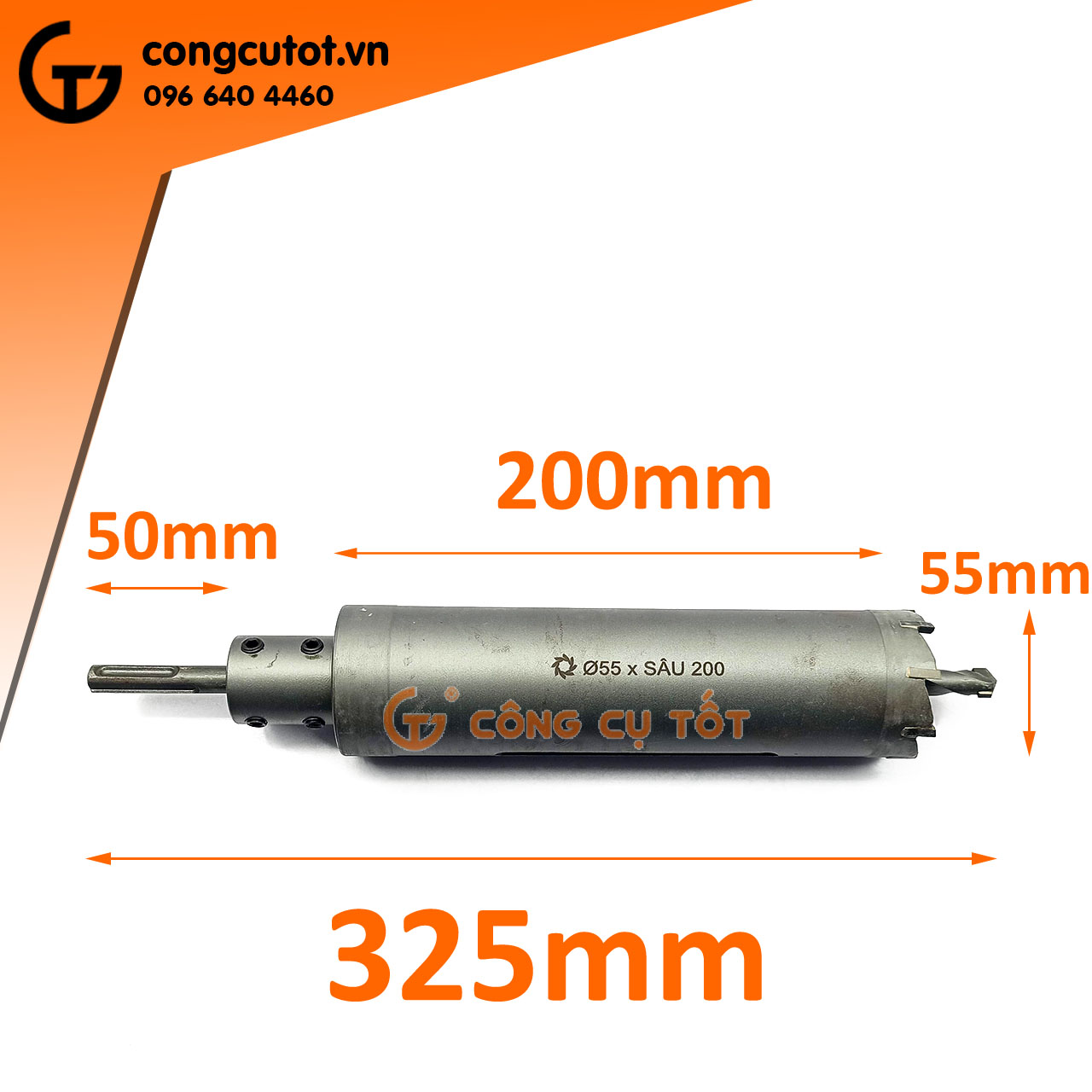 Mũi khoét tường đuôi gài Φ55 sâu 200mm