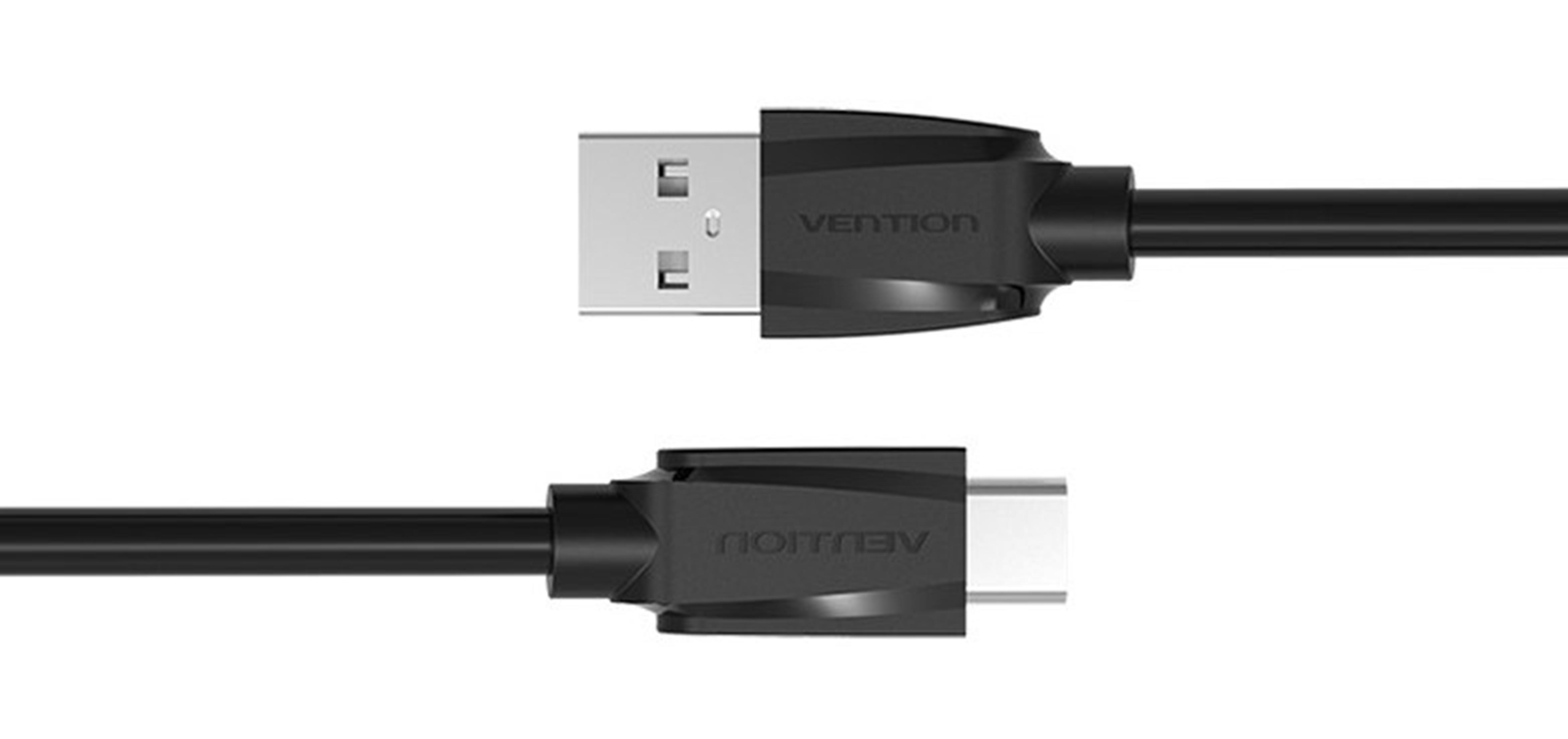 Cáp USB 2.0 sang USB 2.0 Type C truyền dữ liệu và sạc lõi thuần đồng bọc nhôm chống nhiễu VENTION VAS-A46-B100 1m (Đen) - Hàng nhập khẩu