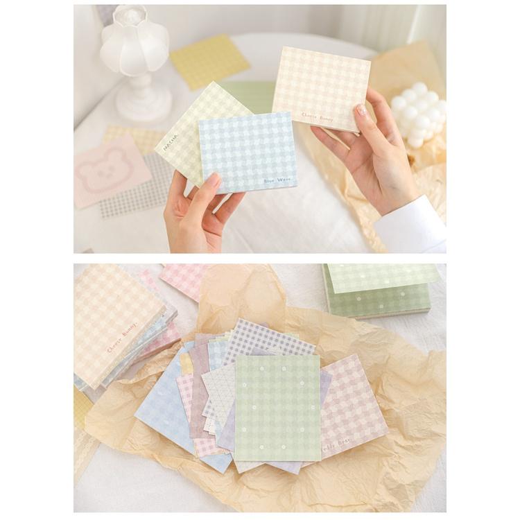 Giấy Note - Tập 100 Tờ Giấy Note Caro Pastel Lượn Sóng