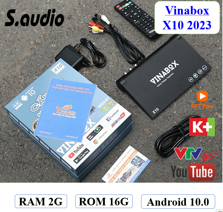 Android tivi box vinabox X10 ram 2G /4G rom 8G /16G mới xem truyền hình miễn phí | Hàng Chính hãng