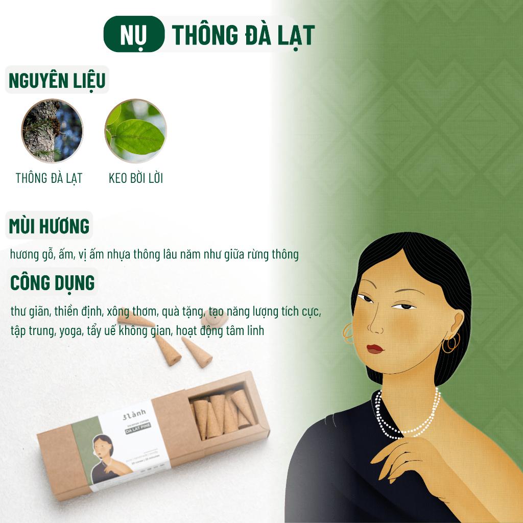 Nụ Thủ Công Thông Đà Lạt 3 Lành Hộp 20 Mùi 100 % Tự Nhiên Tặng Kèm Đế Chăm, Không Hóa Chất Xông Thơm