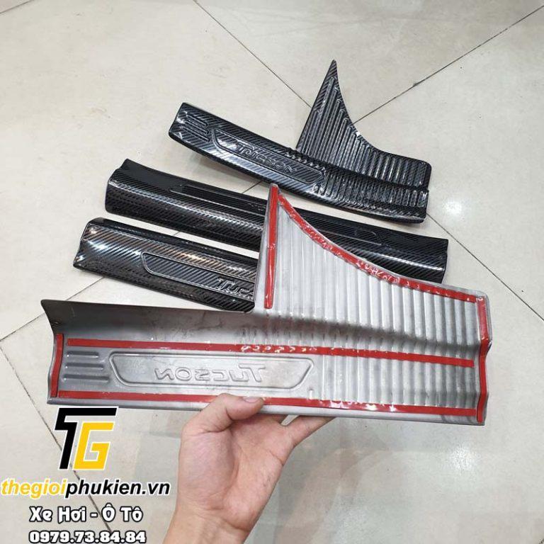 Bộ Ốp bậc cửa, Nẹp bước chân carbon, cacbon Hyundai Tucson 2022