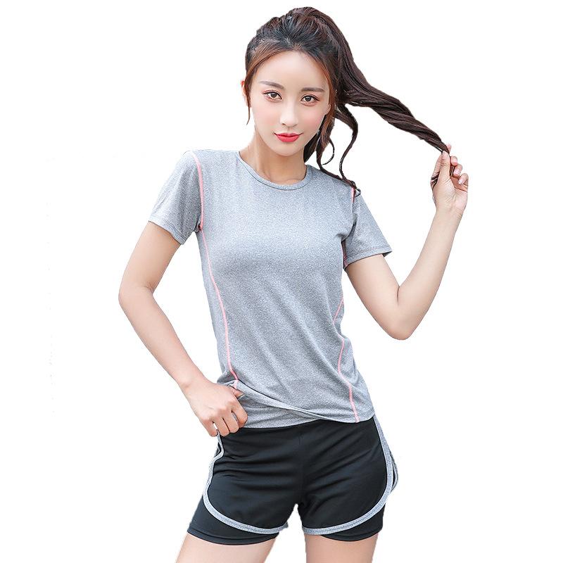 Thảm Tập Yoga Phù Hợp Với Bé Gái Mùa Hè Cơ Thể Dày Tay Ngắn Đầu Chạy Thể Thao Ngoài Trời Thể Dục Quần Áo 2 Bộ Phụ Nữ tập Gym Thun Quần