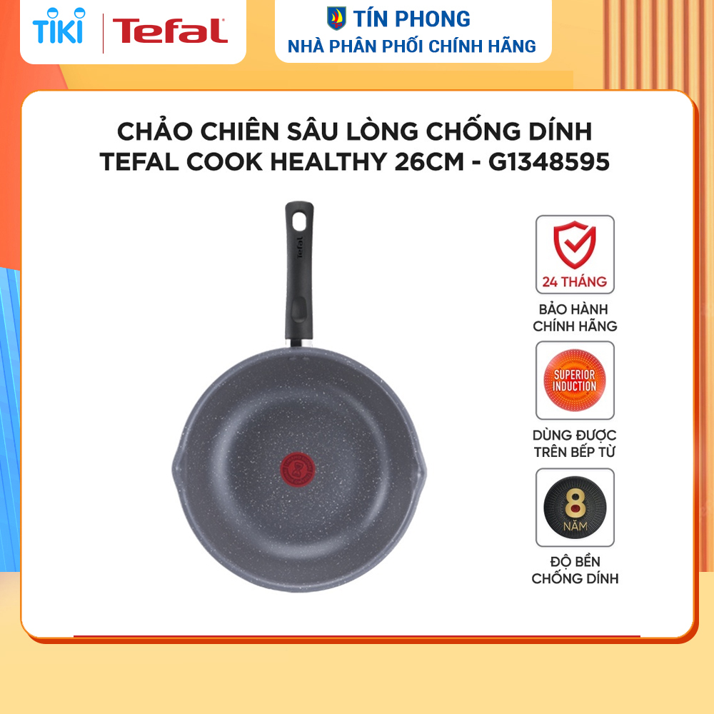 Chảo chiên sâu lòng Tefal Cook Healthy 26cm (G1348595) - Hàng chính hãng