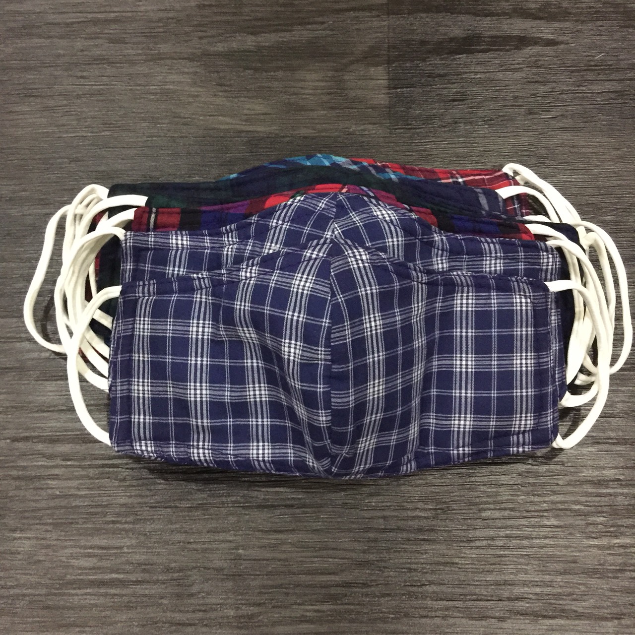 Combo 10 khẩu trang cotton ba lớp sọc caro