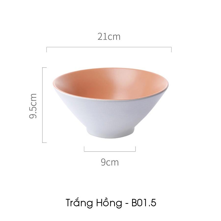 Bát tô ăn phở tô sứ ăn mì 21cm nhiều màu sắc