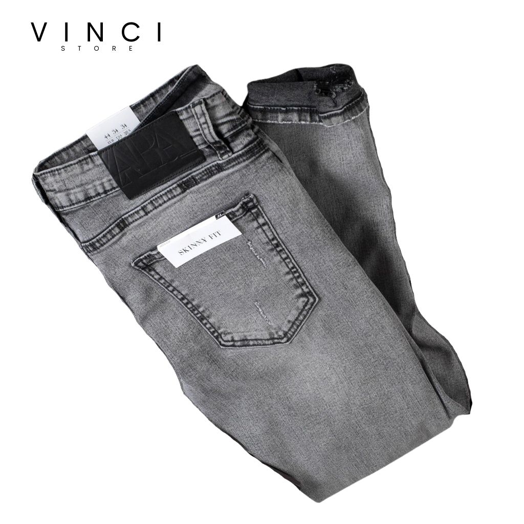 Quần Jean Nam ZR Xám Rách Skinny Ống Ôm Vnxk Co Dãn